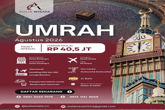 Umrah Agustus 2026 Paket Spesial Bintang 4